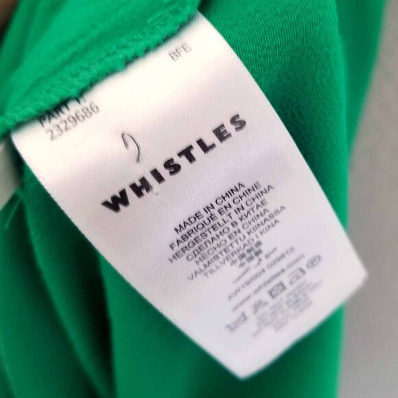 Whistles Kelly Green Zelena Midi Dress 10 Crepe Flutter Sleeves Bow Back $320 - Picture 11 of 14
